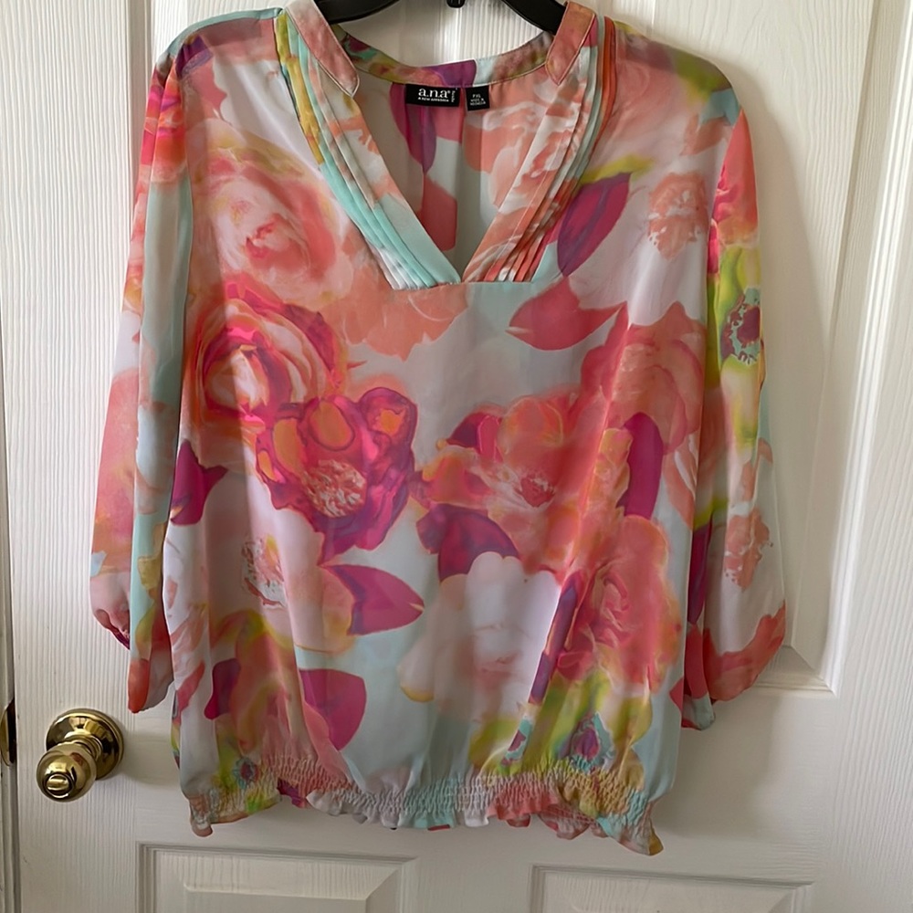 ANA Flowered 3/4 sleeve blouse
